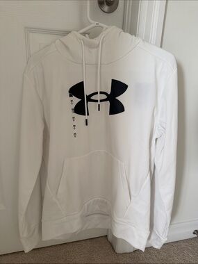 Under Armour White Pullover Hoodie with Black Logo